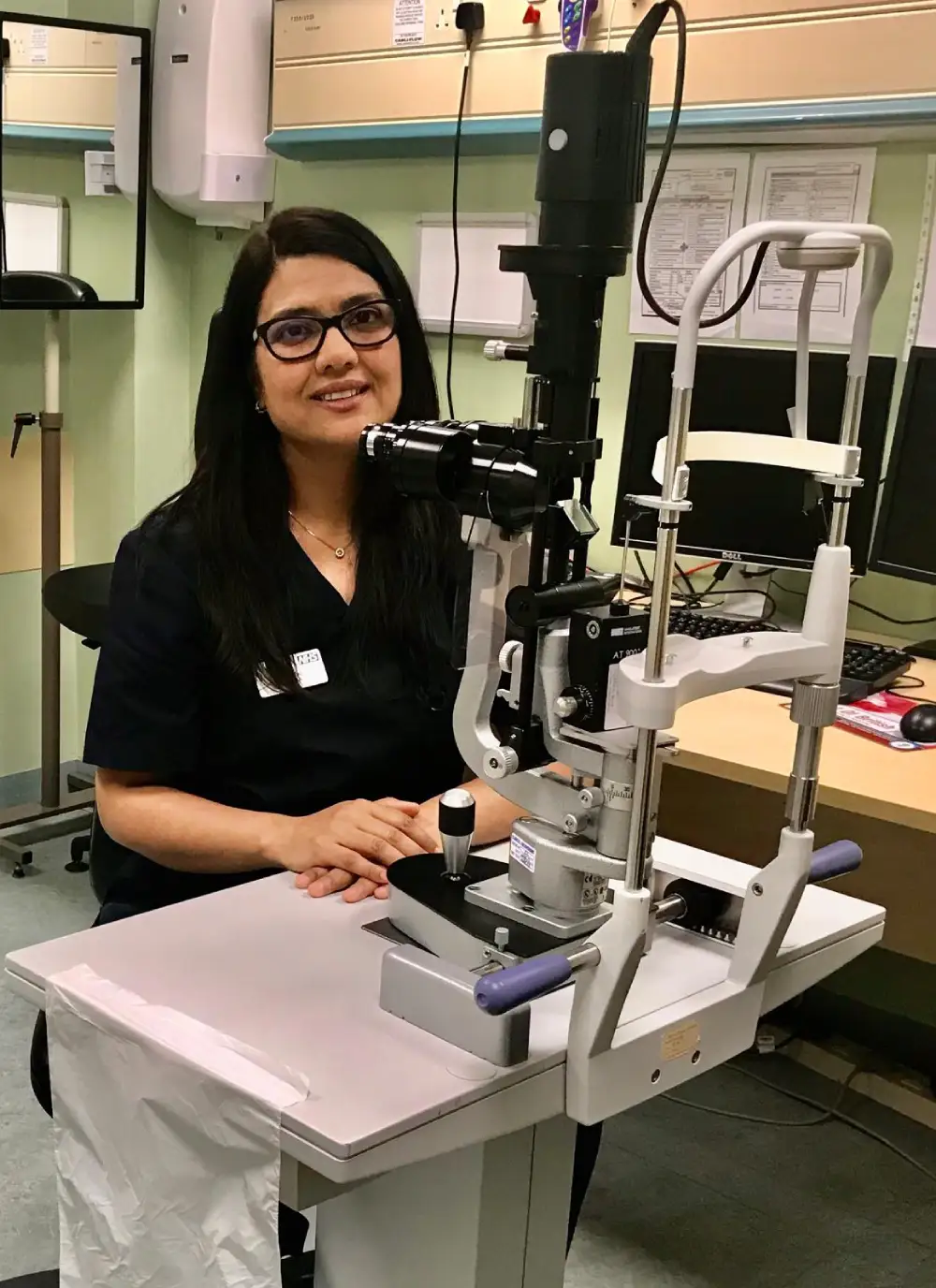 Miss Anita Paul at the examination machine