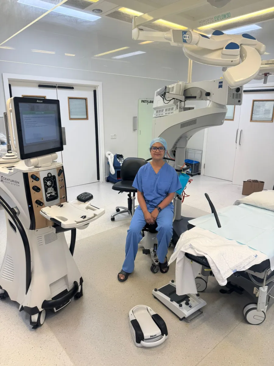 Miss Anita Paul prepared for cataract surgery in the operating theatre